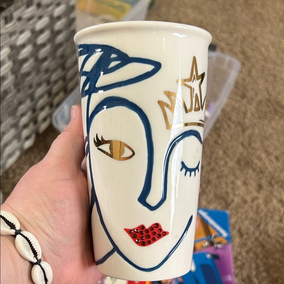 Starbucks Other - 2016 Starbucks travel mug Artistic Face Design Ceramic Vase